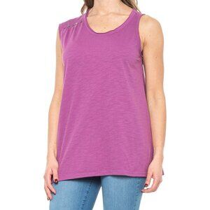 Neon Buddha Tahiti knit top shirt Orchid purple button asymmetrical cotton new M